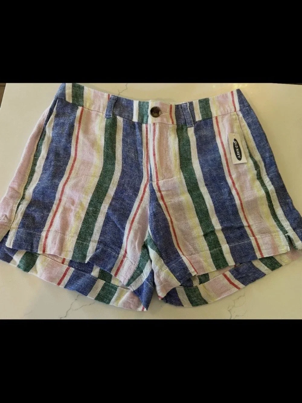 Size 0 old navy. Sexy retro vintage Linen Blend Women's Shorts - Blue/Green/p